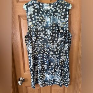 Avery Tunic: Sheer button down sleeveless tunic